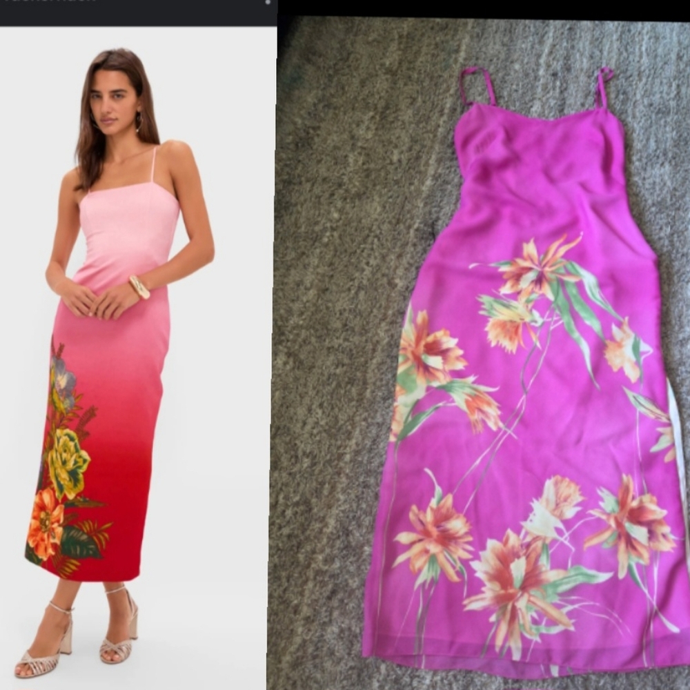 Georgiou Studio Vintage Floral Pink Midi  Dress